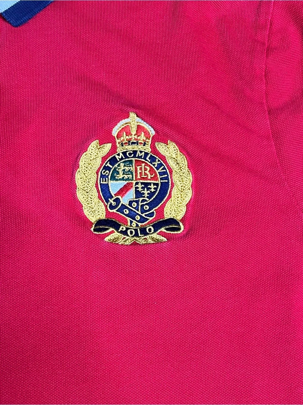 Polo by Ralph Lauren Red Big Crest Polo Slim Fit Shirt-Size Large